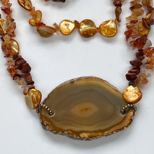 Load image into Gallery viewer, Vintage Amber Crystal Gemstone Statement Necklace