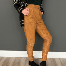 Load image into Gallery viewer, Women's Vintage Early 80s Orange Tan Tapered Leg Suede Trousers W28 L30