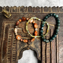 Load image into Gallery viewer, Trio of natural crystal gemstone stacking bracelets - Agate - Jade