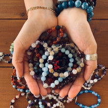 Load image into Gallery viewer, Pair of crystal stacking bracelets with moon charm - Jasper & Quartzite