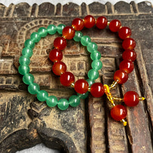 Load image into Gallery viewer, Pair of natural crystal gemstone stacking bracelets - Jade & Orange Agate