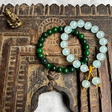 Load image into Gallery viewer, Pair of natural crystal gemstone stacking bracelets - Jade & Aquamarine