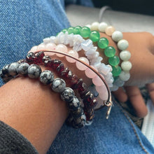 Load image into Gallery viewer, Pair of natural crystal gemstone stacking bracelets - Amethyst & Rose quartz