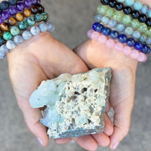 Load image into Gallery viewer, Pair of natural crystal gemstone stacking bracelets with sun charm - Amethyst & Watermelon Jade