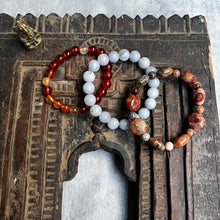 Load image into Gallery viewer, Trio natural crystal gemstone stacking bracelets - Blue Quartz - Agate - Carnelian