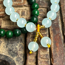 Load image into Gallery viewer, Pair of natural crystal gemstone stacking bracelets - Jade & Aquamarine