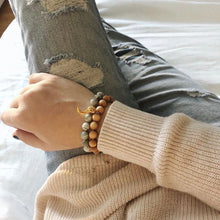 Load image into Gallery viewer, Pair of natural crystal gemstone stacking bracelets - Jade & Orange Agate