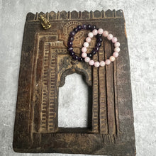 Load image into Gallery viewer, Pair of natural crystal gemstone stacking bracelets - Amethyst & Rose quartz