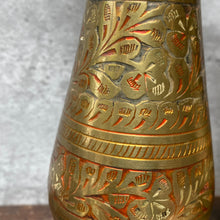 Load image into Gallery viewer, Pair of Vintage Moroccan Brass Vases - Engraved and Hand Painted
