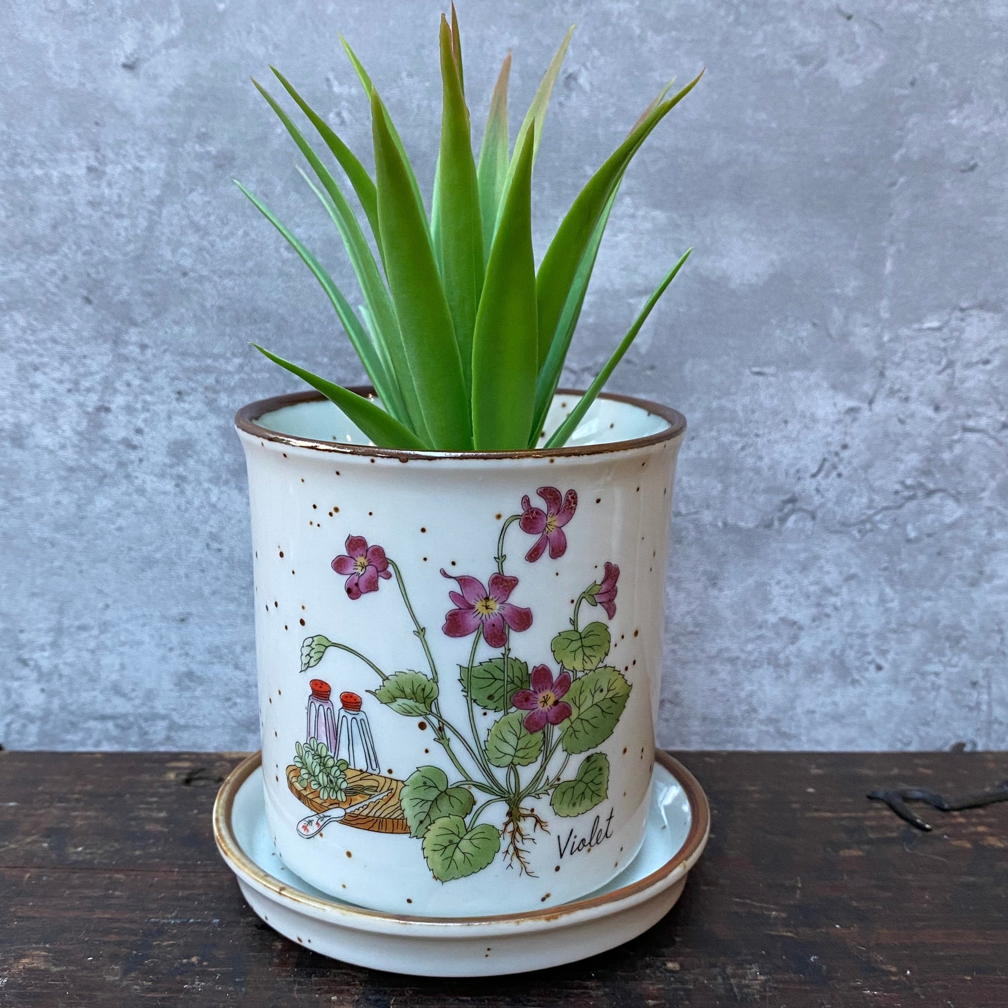 japanese ceramic flower pots Vintage Japanese Ceramic Planter Plant Pot With Violet Flowers