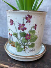 Load image into Gallery viewer, Vintage Japanese Ceramic Planter Plant Pot With Violet Flowers
