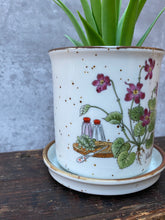 Load image into Gallery viewer, Vintage Japanese Ceramic Planter Plant Pot With Violet Flowers
