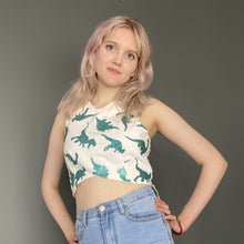 Load image into Gallery viewer, Vintage 90s Dinosaur Glitter Print Crop Top
