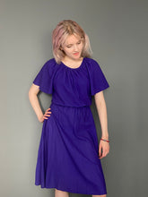 Load image into Gallery viewer, Vintage 70s Silky Purple Short Sleeve Dress
