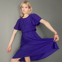 Load image into Gallery viewer, Vintage 70s Silky Purple Short Sleeve Dress
