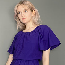 Load image into Gallery viewer, Vintage 70s Silky Purple Short Sleeve Dress
