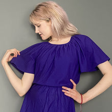 Load image into Gallery viewer, Vintage 70s Silky Purple Short Sleeve Dress
