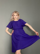 Load image into Gallery viewer, Vintage 70s Silky Purple Short Sleeve Dress
