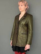 Load image into Gallery viewer, Vintage 90s Gold Bronze Real Leather Blazer Jacket
