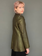 Load image into Gallery viewer, Vintage 90s Gold Bronze Real Leather Blazer Jacket
