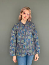 Load image into Gallery viewer, Vintage 80s Blue Light Quilted Zip Up Jacket Top Blazer
