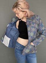 Load image into Gallery viewer, Vintage 80s Blue Light Quilted Zip Up Jacket Top Blazer
