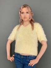 Load image into Gallery viewer, Vintage 80s Ultra Soft &amp; Fluffy Pale Yellow Short Sleeve Jumper Top
