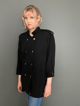 Load image into Gallery viewer, Vintage 80s Black Gold Button Blazer Jacket Oversize Sweatshirt Top
