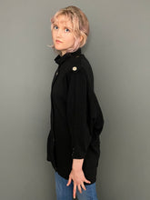 Load image into Gallery viewer, Vintage 80s Black Gold Button Blazer Jacket Oversize Sweatshirt Top
