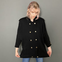 Load image into Gallery viewer, Vintage 80s Black Gold Button Blazer Jacket Oversize Sweatshirt Top
