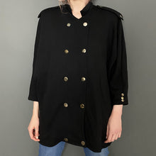 Load image into Gallery viewer, Vintage 80s Black Gold Button Blazer Jacket Oversize Sweatshirt Top
