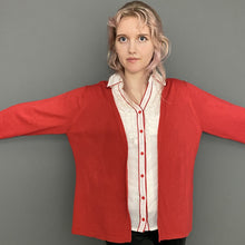 Load image into Gallery viewer, Vintage Early 80s Red &amp; White Jumper Blouse Top
