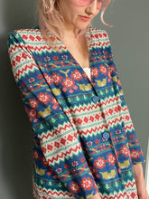 Load image into Gallery viewer, Vintage Late 80s Silky Aztec Print Button Blazer Jacket Blouse Top
