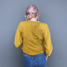 Load image into Gallery viewer, Vintage Late 80s Mustard Yellow Double Breasted Button Top with 3/4 Sleeves by Etam
