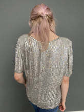 Load image into Gallery viewer, Vintage Mid 80s Silver Sequin 100% Silk Top by Frank Usher
