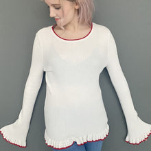 Load image into Gallery viewer, Vintage 90s Jane Norman White Ribbed Long Sleeve Jumper
