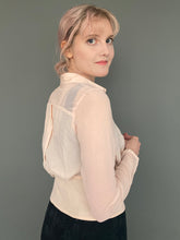 Load image into Gallery viewer, Vintage 90s Sheer Dusty Pink Pleated Top Blouse With Fitted Waist
