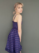 Load image into Gallery viewer, Vintage 90s Purple Candy Stripe Spaghetti Strap Dress by Etam
