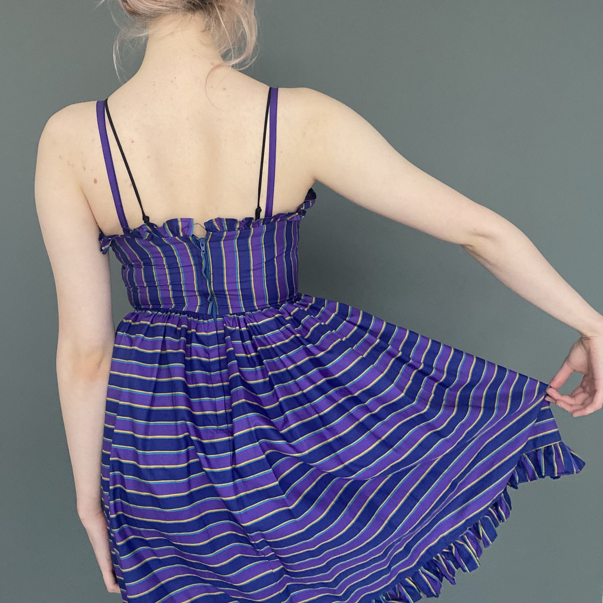 Vintage 90s Purple Candy Stripe Spaghetti Strap Dress by Etam – RAISED IN A  CIRCUS
