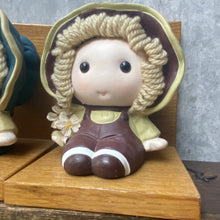 Load image into Gallery viewer, Vintage Porcelain &amp; Wood Doll Figurine Bookends
