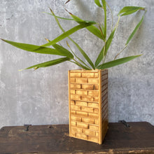 Load image into Gallery viewer, Vintage Bamboo Style Wooden Vase - Tiki Boho Style
