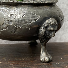 Load image into Gallery viewer, Vintage Mini Pewter 3 footed Lion Head Plant Pot Planter for Succulents or Cactus
