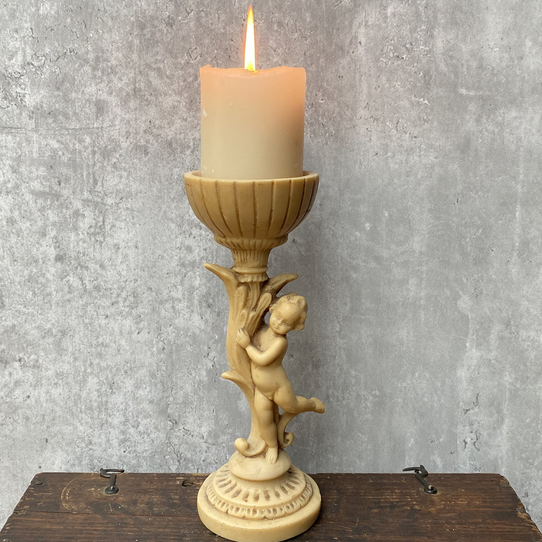 Vintage Cherub Putti Pillar Candle Stick