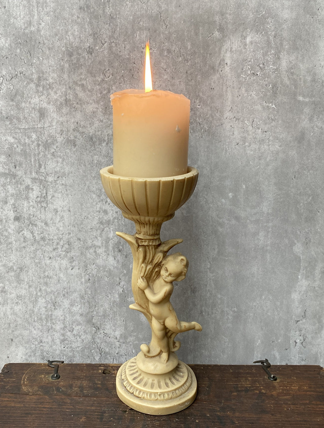 Vintage Cherub Putti Pillar Candle Stick