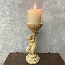 Load image into Gallery viewer, Vintage Cherub Putti Pillar Candle Stick
