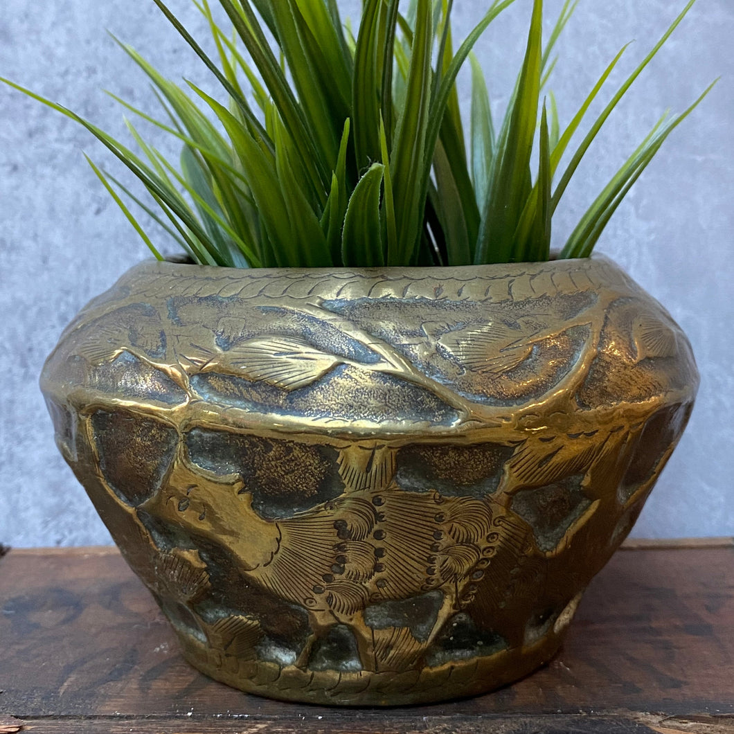 Vintage Handmade Antique Brass Plant Pot Planter