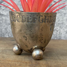 Load image into Gallery viewer, Vintage British 1920s Alphabet Etched Silver Plated Mini Planter Plant Pot
