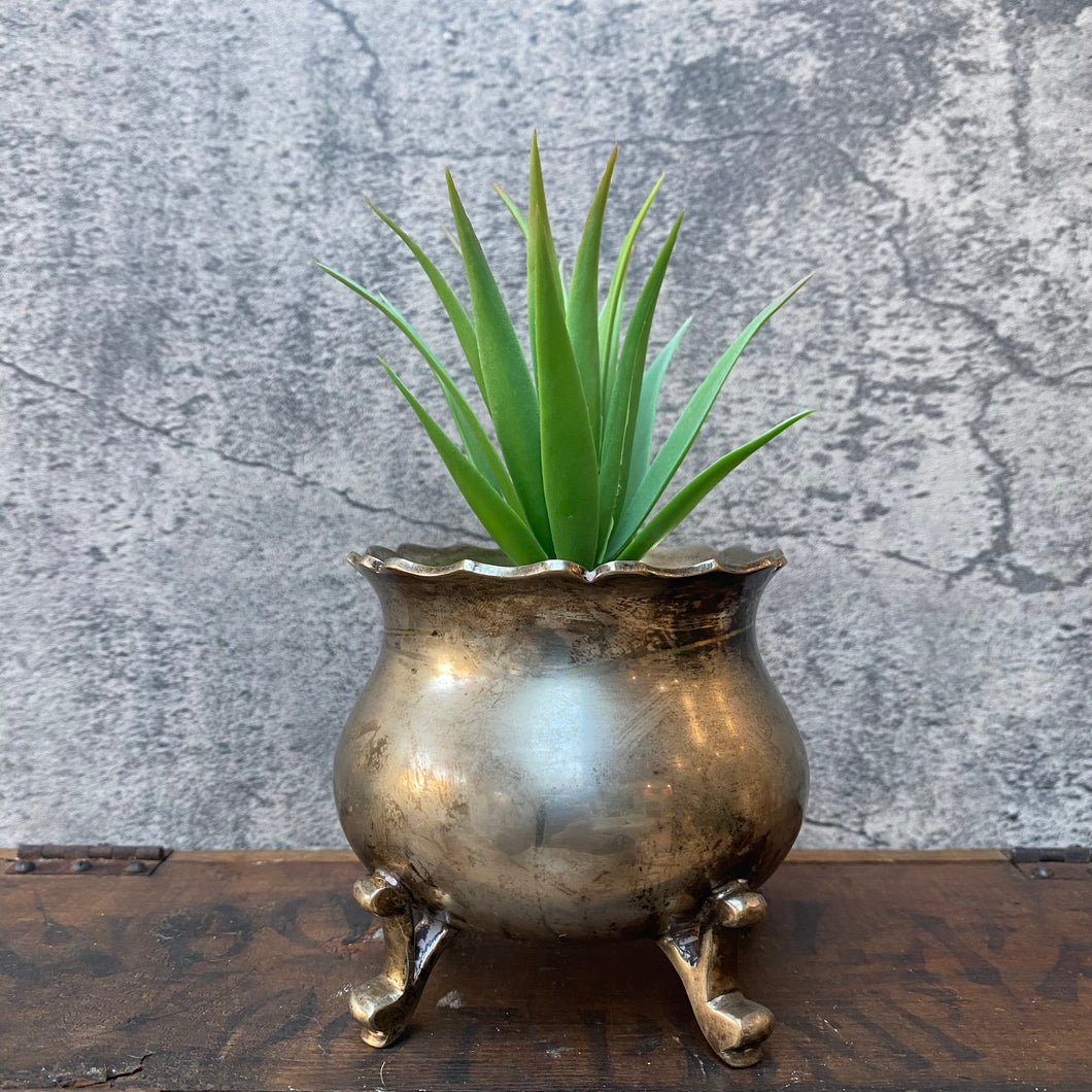 Vintage British 1920s Silver Plated Small Planter Plant Pot