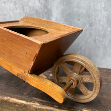 Load image into Gallery viewer, Vintage Wooden Wheelbarrow Plant Pot Planter Stand - 1980s
