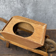 Load image into Gallery viewer, Vintage Wooden Wheelbarrow Plant Pot Planter Stand - 1980s
